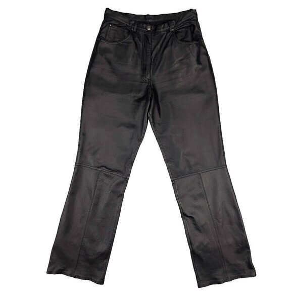 RTG VTG 100% Highβ Quality Leather High-Waist Regular Fit Black Pants Size 5 - Picture 1 of 10